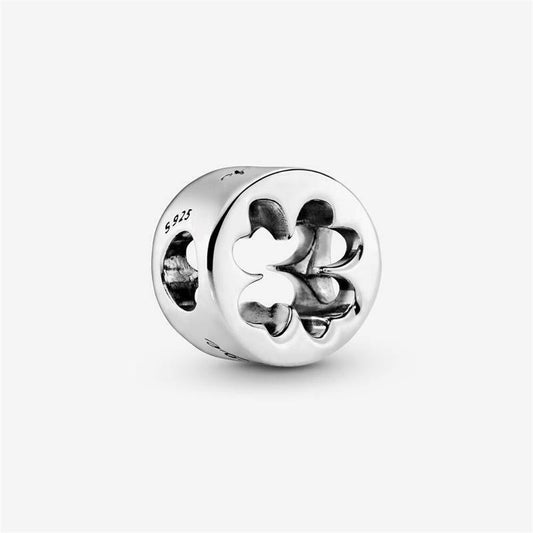 Luck & Courage Four-Leaf Clover Charm Hallmarked S925 Hallmarked Compatible Sterling Silver Charm