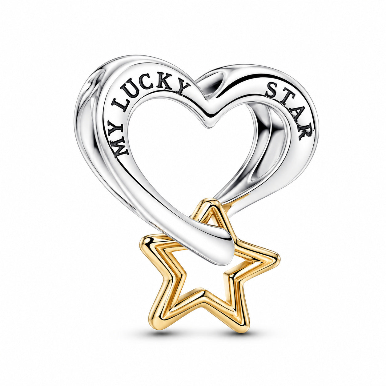 Lucky Star & Heart Charm S925 Sterling Silver
