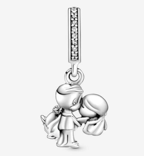 Married Couple Dangle Charm Hallmarked S925 Sterling Silver