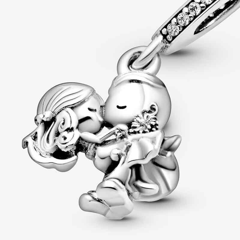 Married Couple Dangle Charm Hallmarked S925 Sterling Silver