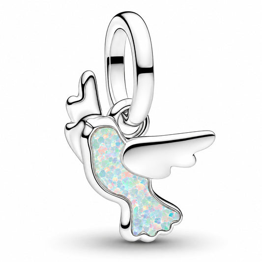 ME White Dove Mini Dangle Charm Hallmarked S925 Sterling Silver