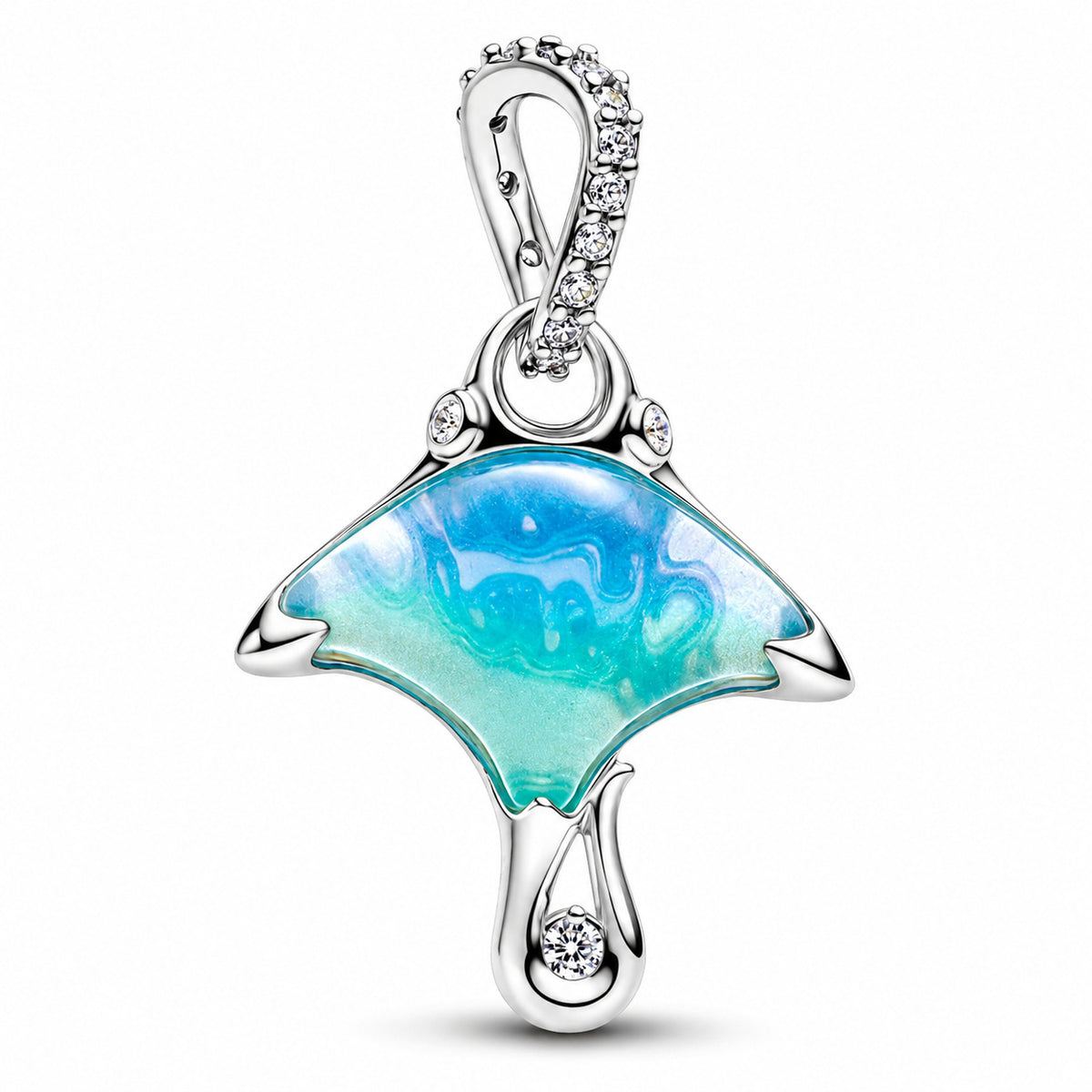 Manta Ray Dangle Charm Hallmarked S925 Sterling Silver