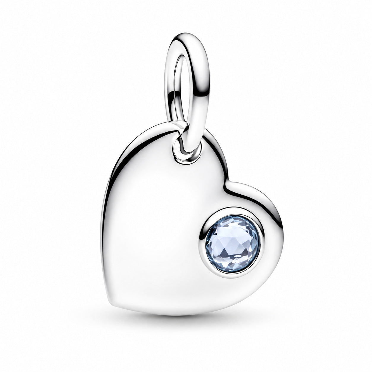 Birthstone Engravable Heart Dangle Charm S925 Sterling Silver