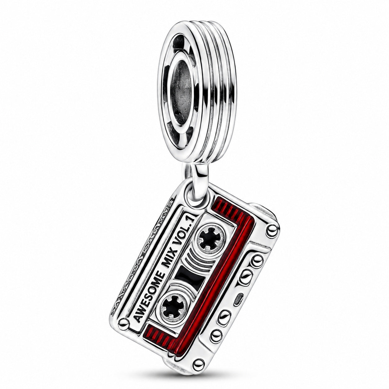 Marvel Guardians of the Galaxy Cassette Tape Dangle Charm S925 Sterling Silver