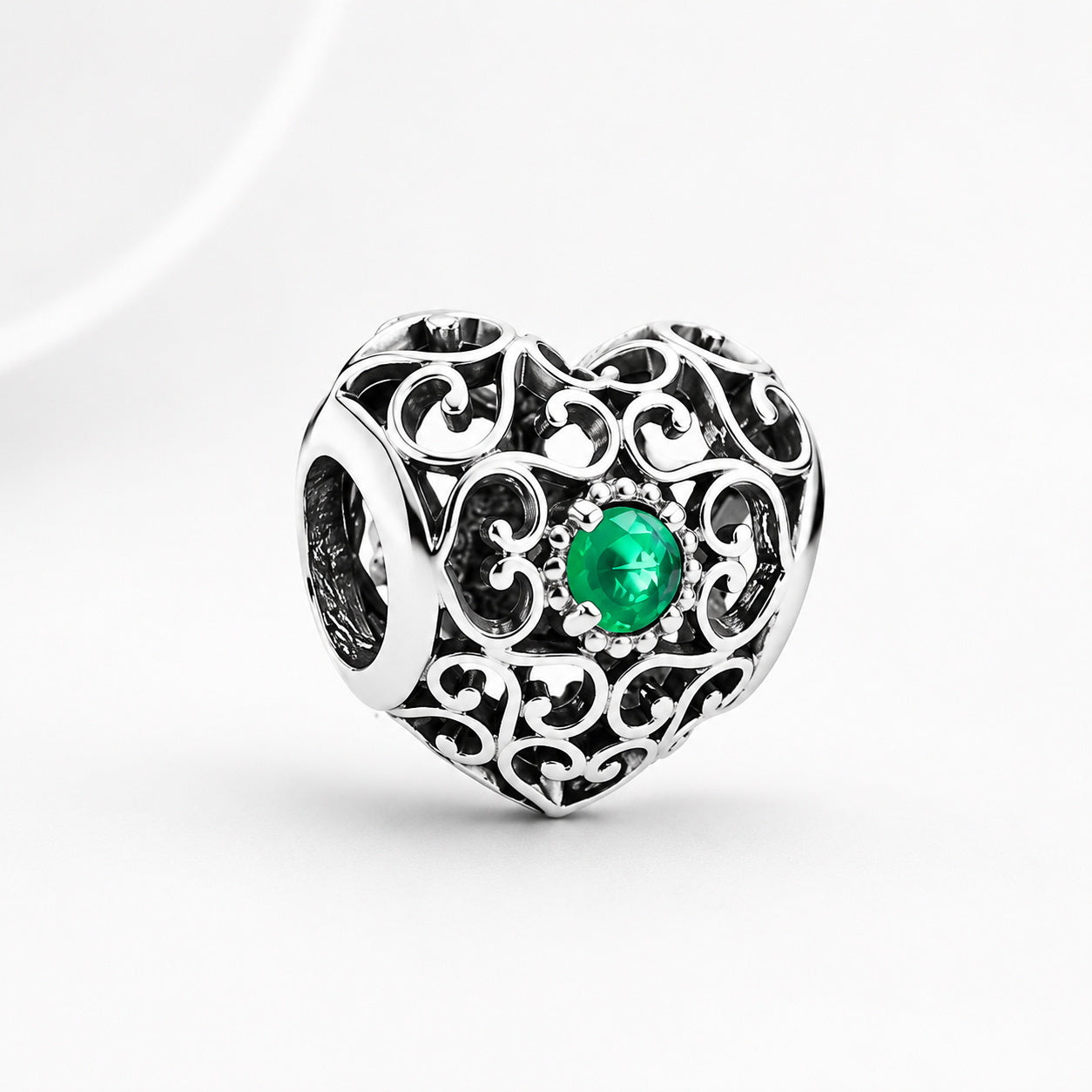 S925 Signature Heart Birthstone Months Charms Collection