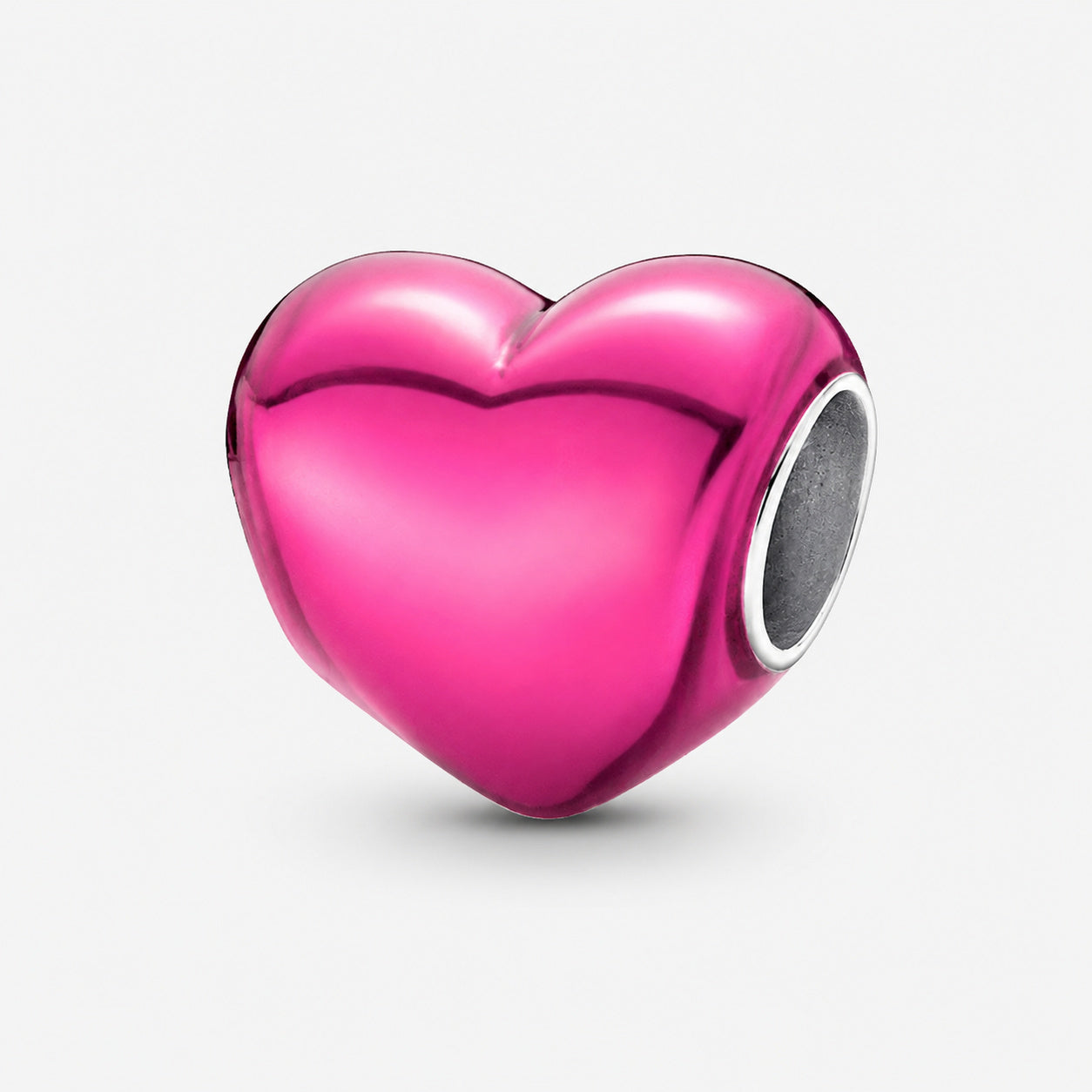 Metallic Pink Heart Charm Hallmarked S925 Sterling Silver