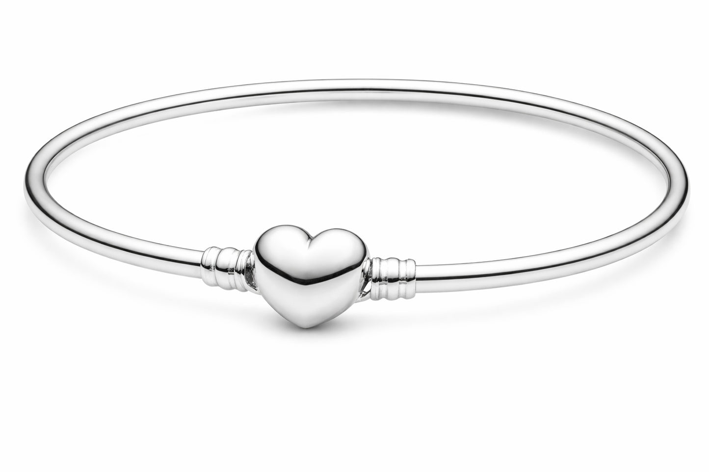 Moments Women's Sterling Silver Heart Clasp Bangle Bracelet for Charms  S925 Sterling Silver Hallmarked