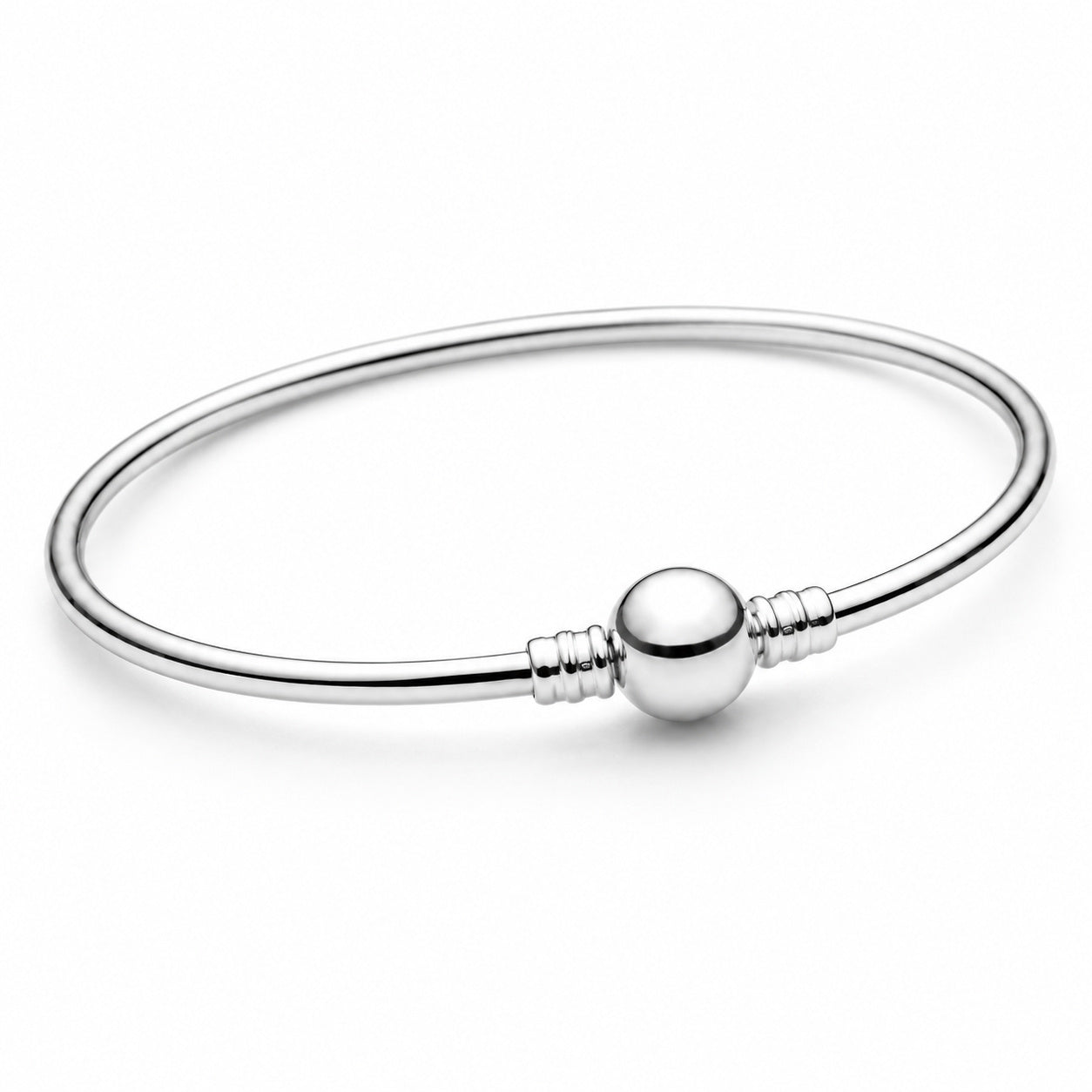 S925 Sterling Silver Ball Clasp Bangle