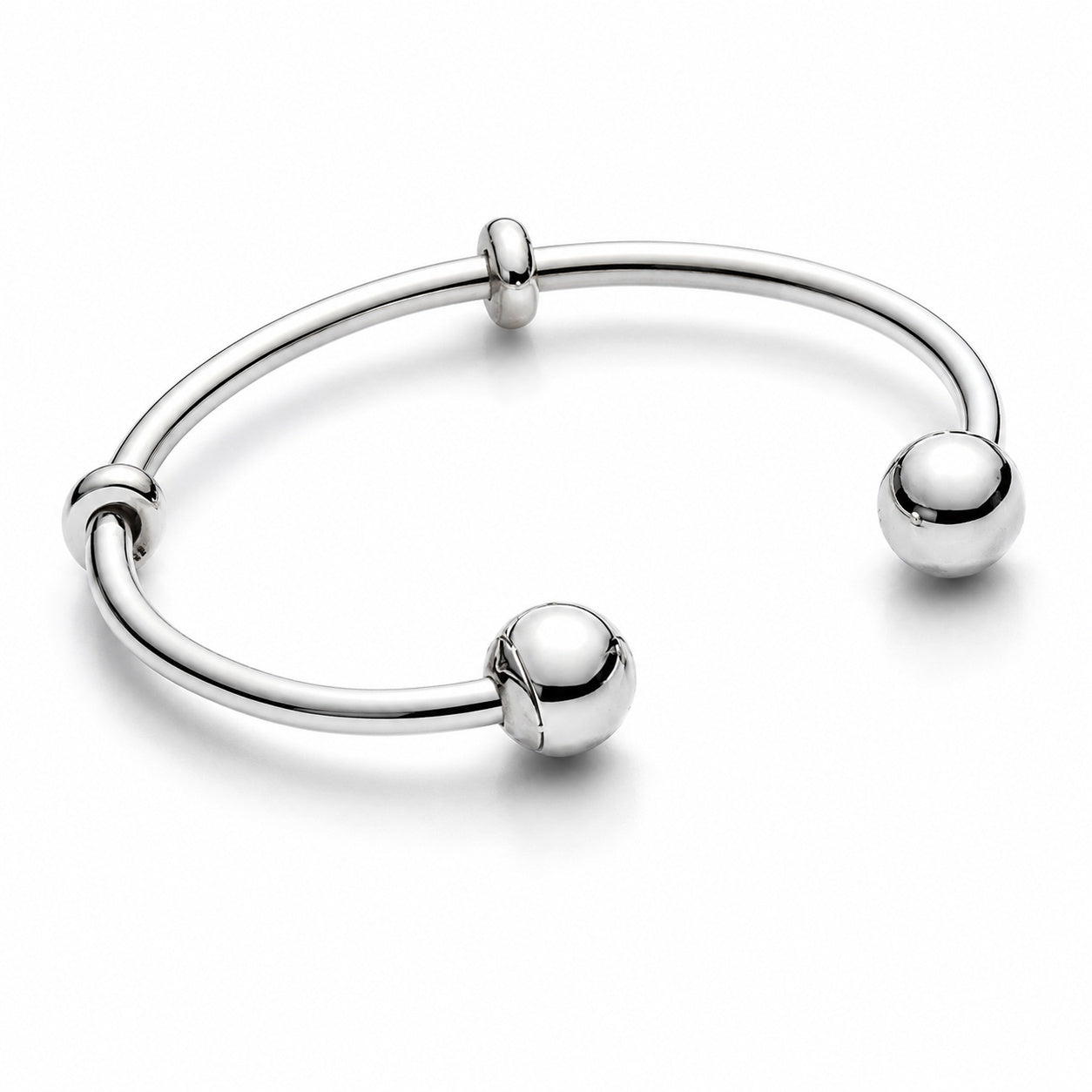 S925 Sterling Silver Open Charm Bangle