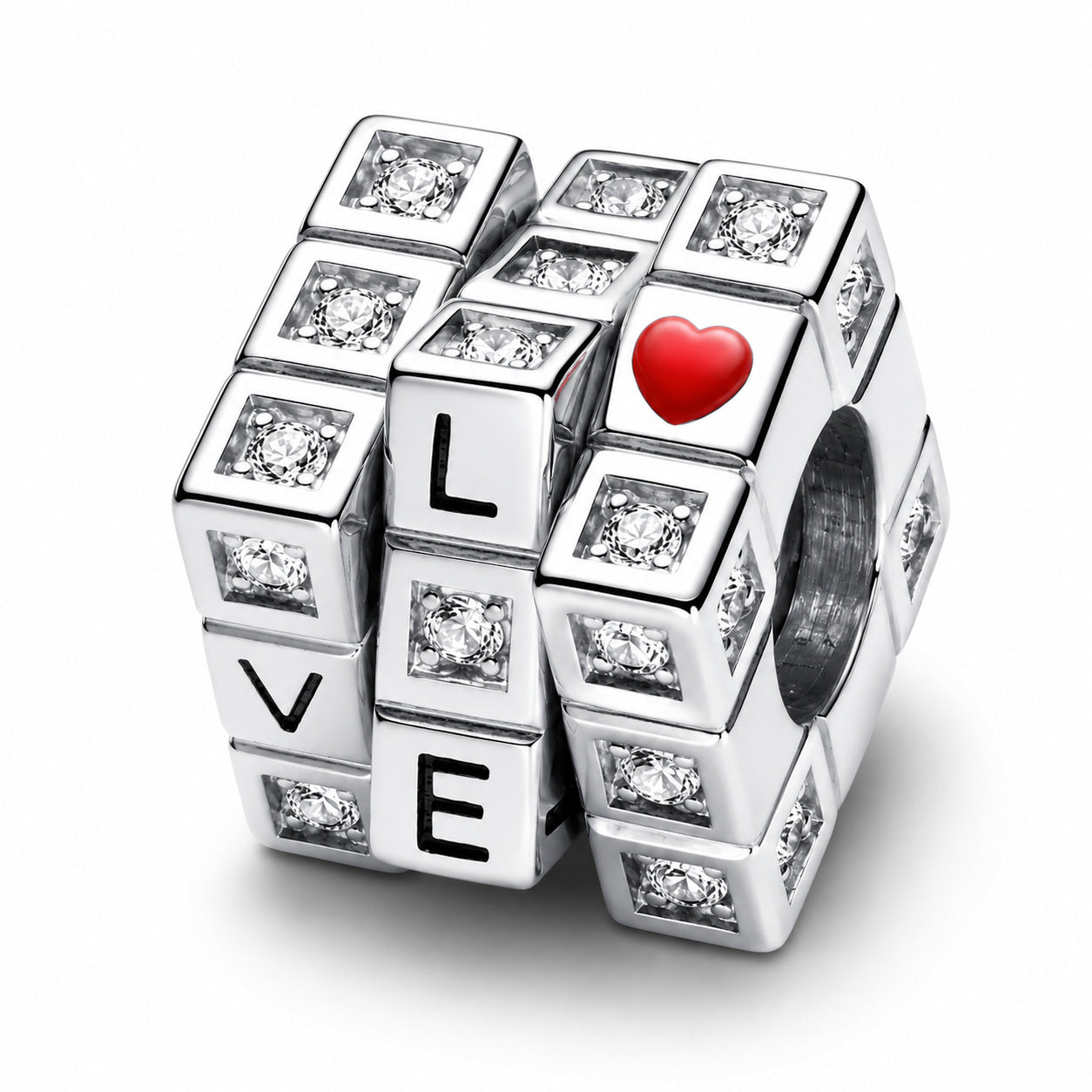 Moveable Toy Cube Charm S925 Sterling Silver