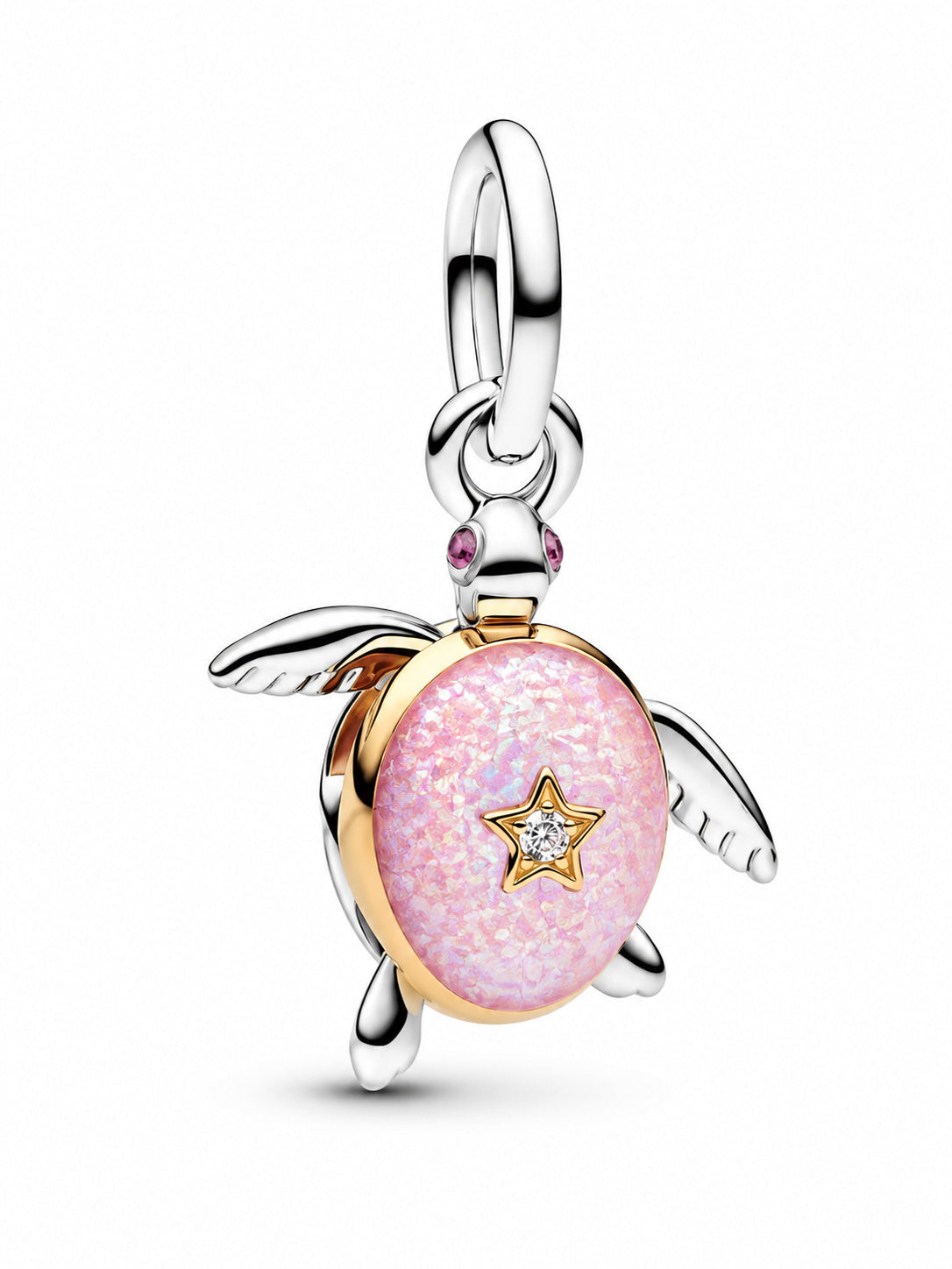 Moveable Turtle Gold-plated Dangle Charm Hallmarked S925 Sterling Silver