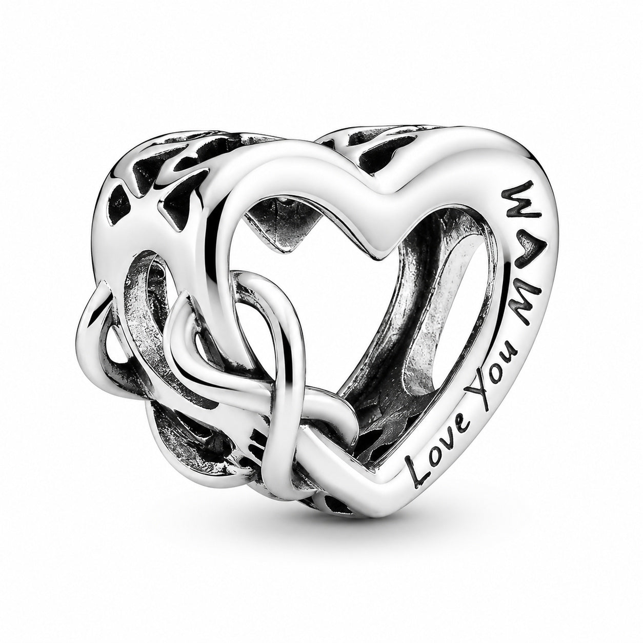 Mum Infinity Heart Charm Hallmarked S925 Sterling Silver