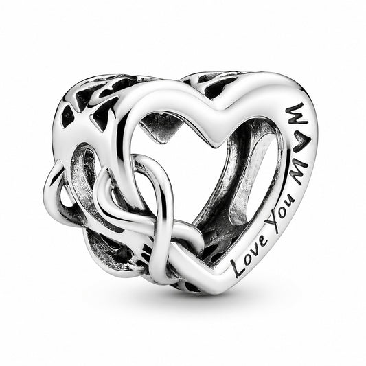 Mum Infinity Heart Charm Hallmarked S925 Sterling Silver
