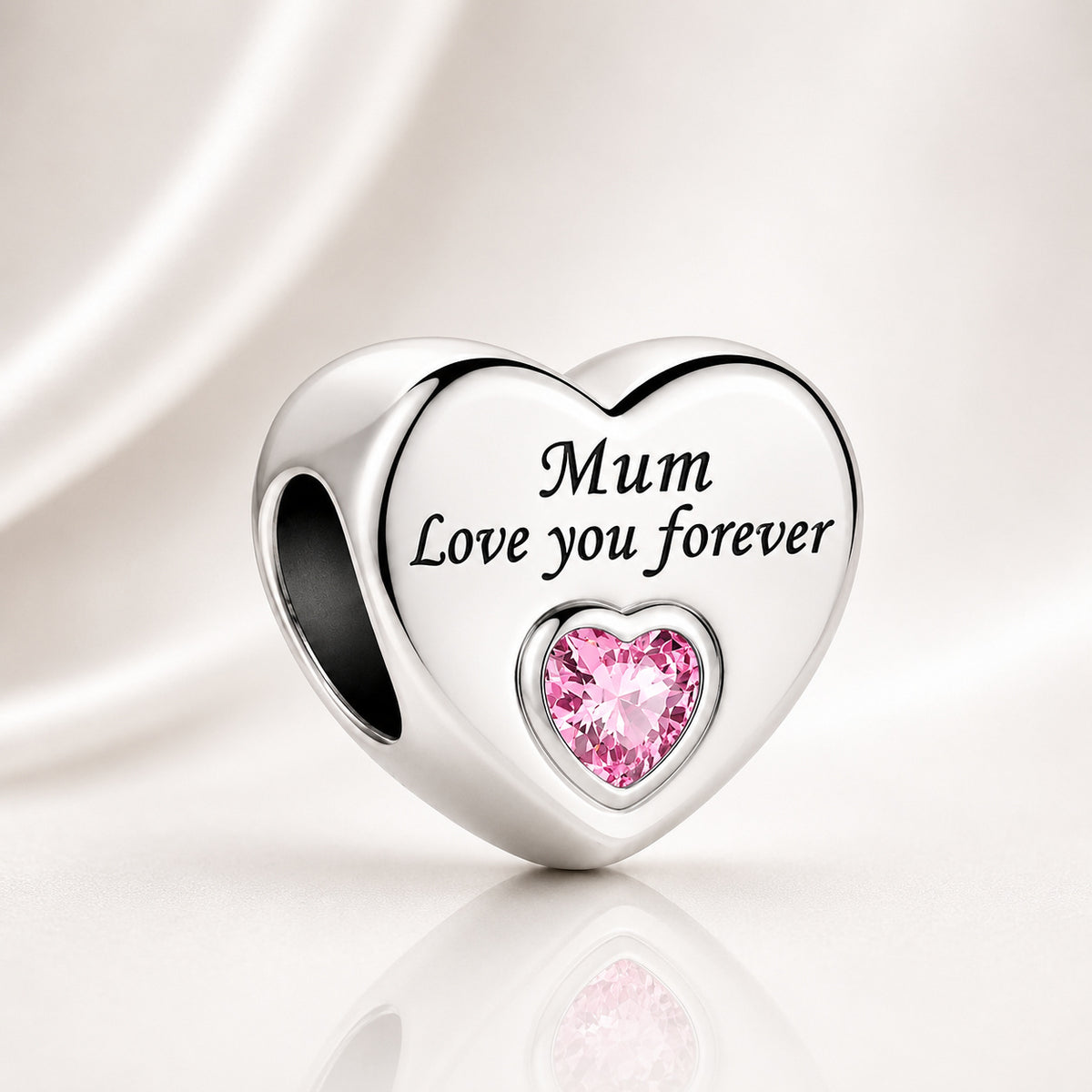 Family Love You Forever Hearts Bracelet Charm Hallmarked S925 Sterling Silver