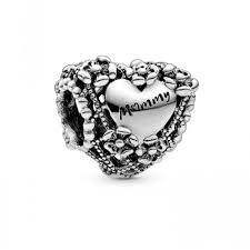 Mummy Heart Charm Hallmarked S925 Sterling Silver