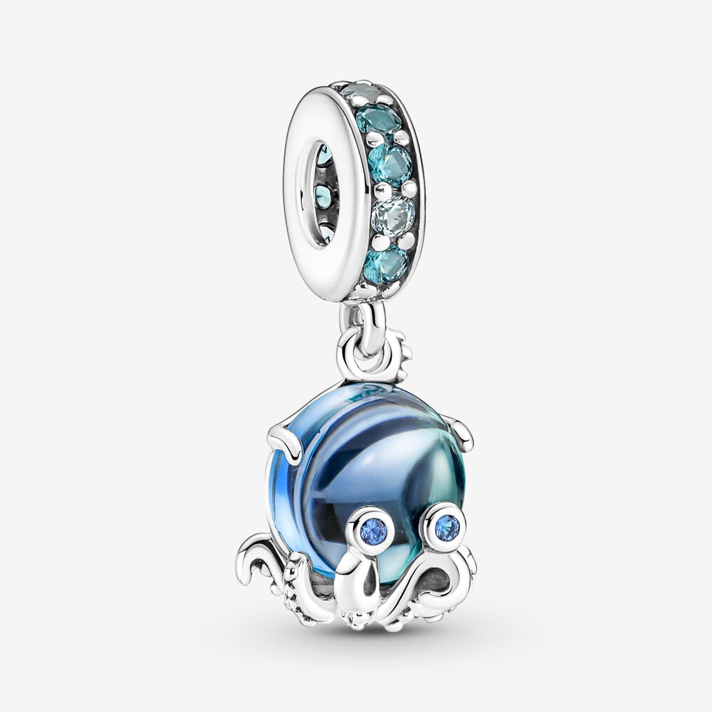 Murano Glass Cute Octopus Dangle Charm Hallmarked S925 Sterling Silver