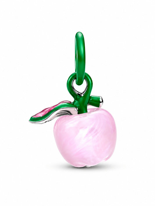 Murano Pink Apple Charm Charm Hallmarked S925 Sterling Silver