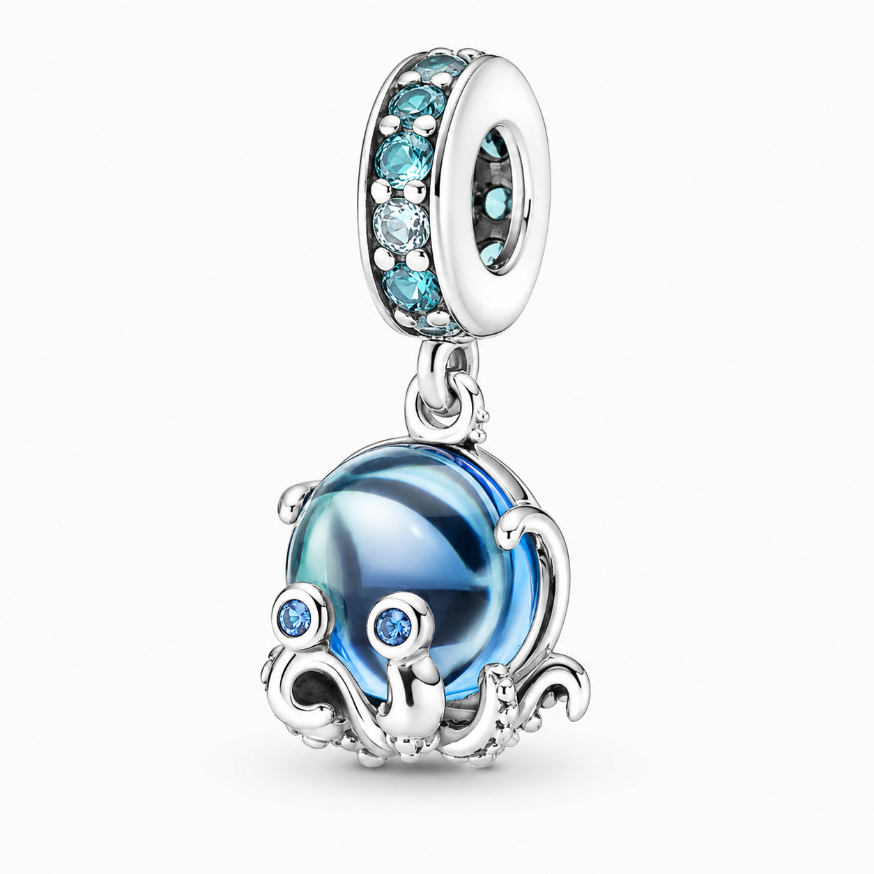 Murano Glass Cute Octopus Dangle Charm S925 Sterling Silver