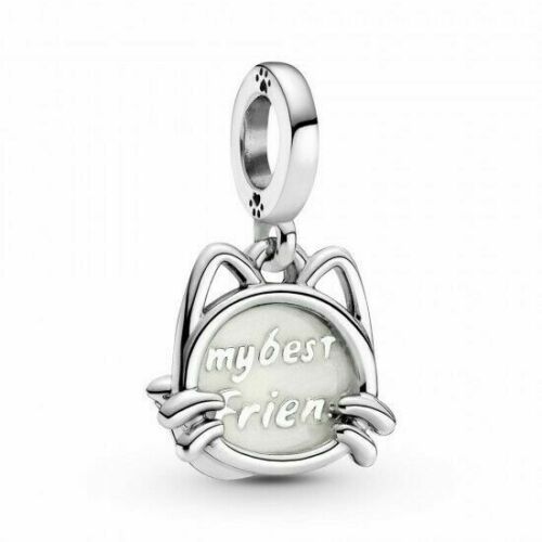 My Best Friend Cat Dangle Charm Hallmarked S925 Sterling Silver