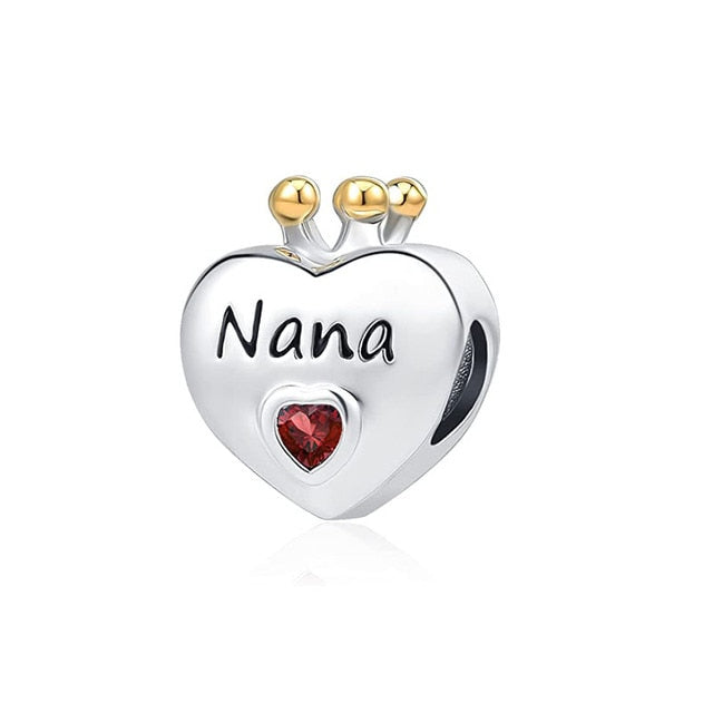 Nana Heart Charm Hallmarked S925 Sterling Silver