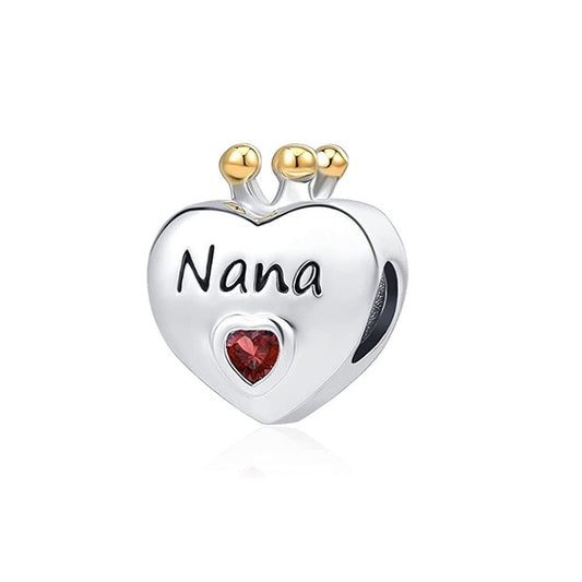 Nana Heart Charm Hallmarked S925 Sterling Silver