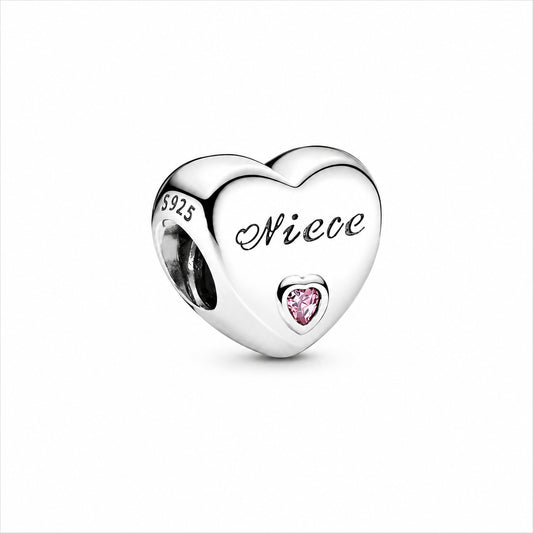 Niece Heart Charm Hallmarked S925 Sterling Silver