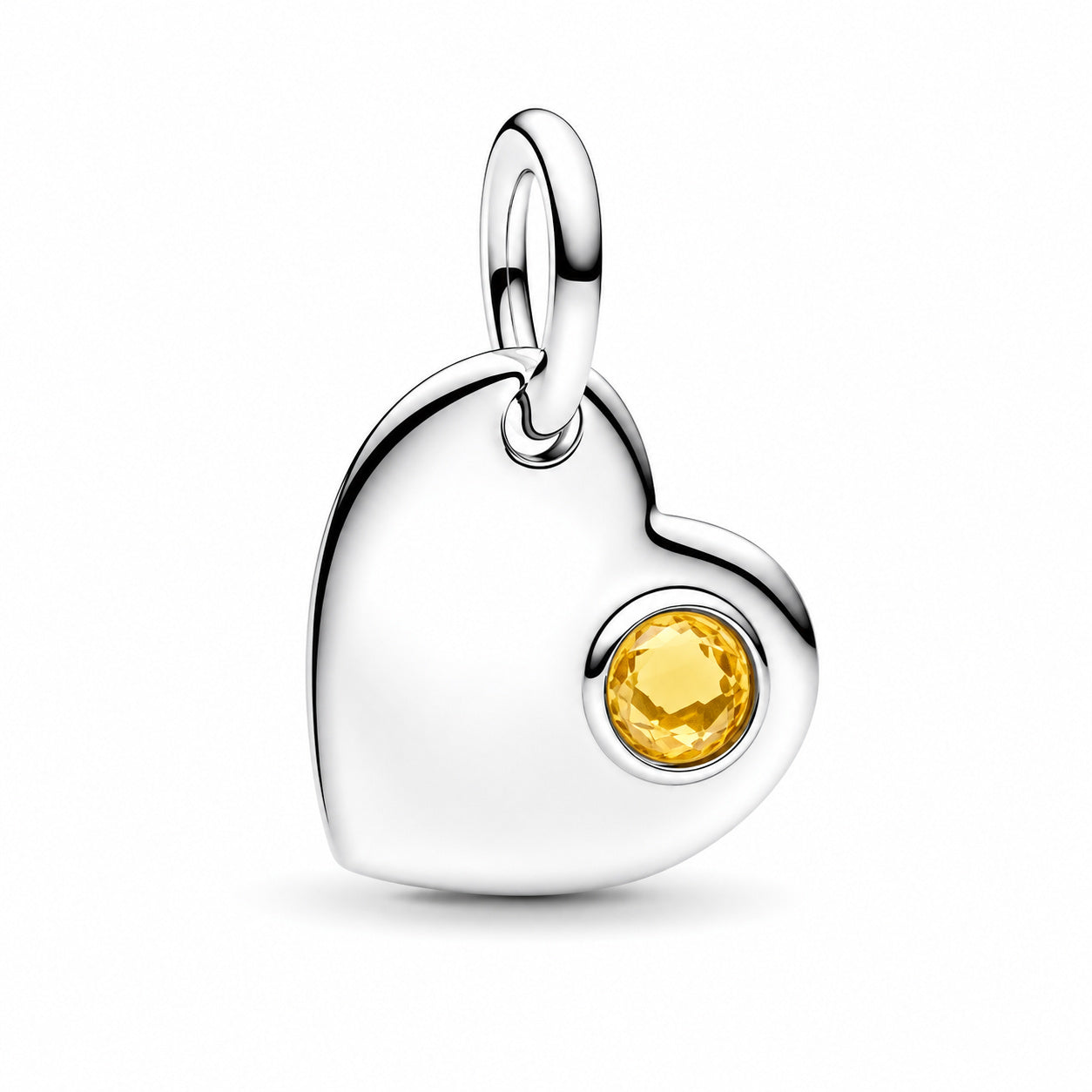 Birthstone Engravable Heart Dangle Charm S925 Sterling Silver