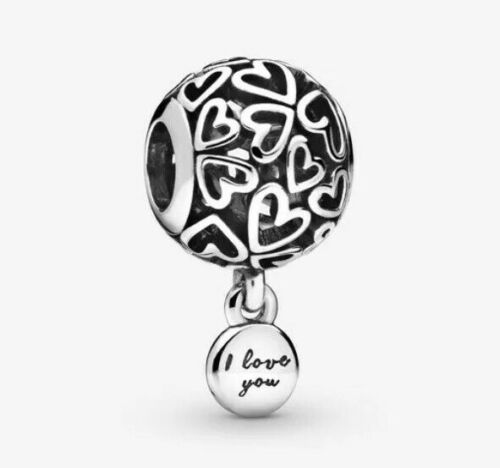 Love Hearts Ball Charm Hallmarked S925 Sterling Silver