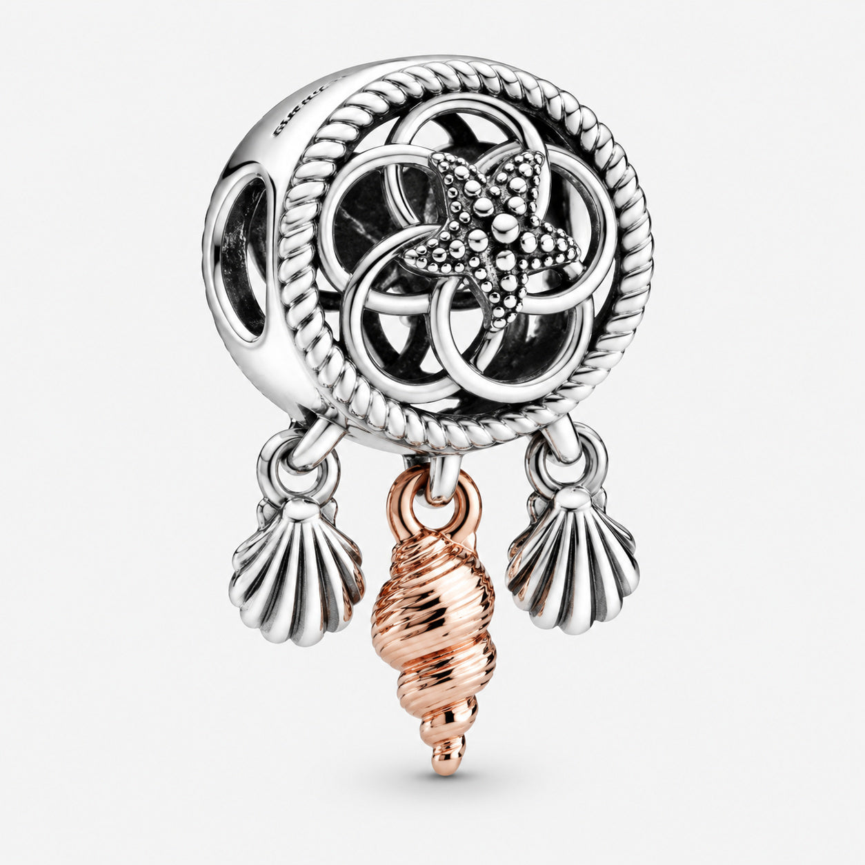 Ocean Sea Life Seashell Dreamcatcher Charm Hallmarked S925 Sterling Silver