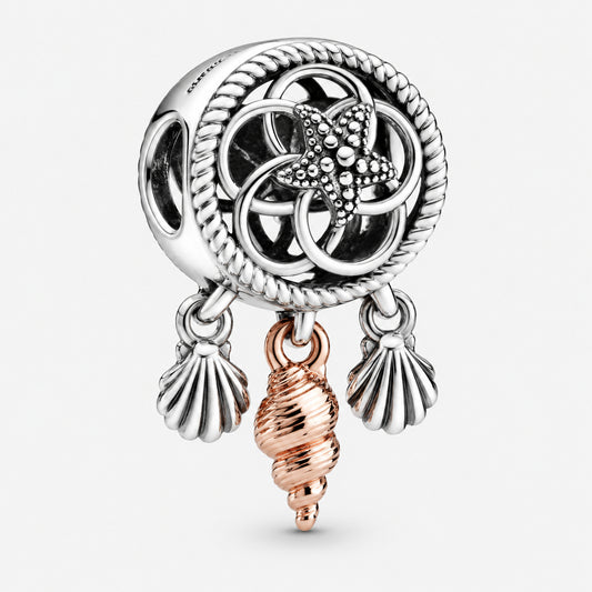 Ocean Sea Life Seashell Dreamcatcher Charm Hallmarked S925 Sterling Silver