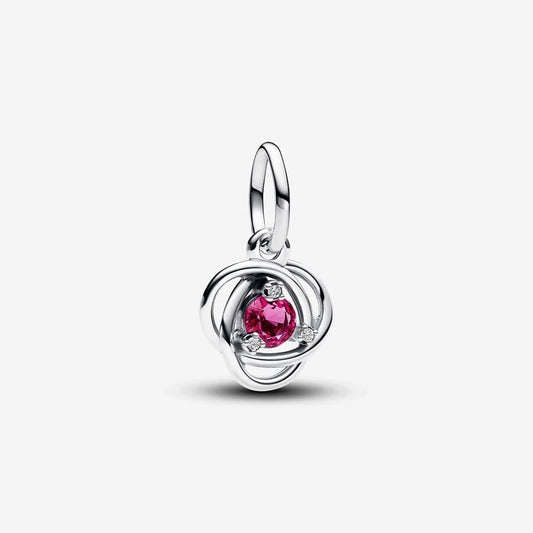 October Pink Eternity Circle Dangle Charm Hallmarked S925 Sterling Silver