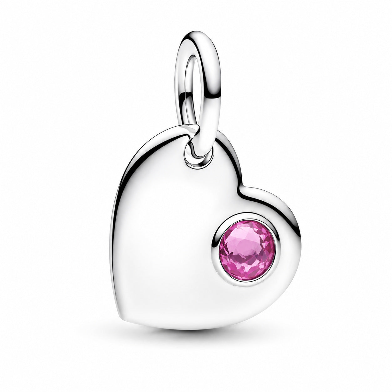 Birthstone Engravable Heart Dangle Charm S925 Sterling Silver