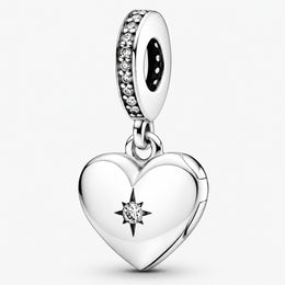 Openable Heart Locket Dangle Charm S925 Hallmarked Compatible Sterling Silver Charm