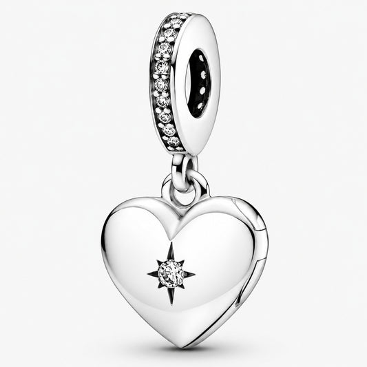 Openable Heart Locket Dangle Charm S925 Hallmarked Compatible Sterling Silver Charm