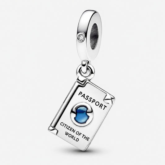 Openable Passport Dangle Charm Hallmarked S925 Sterling Silver