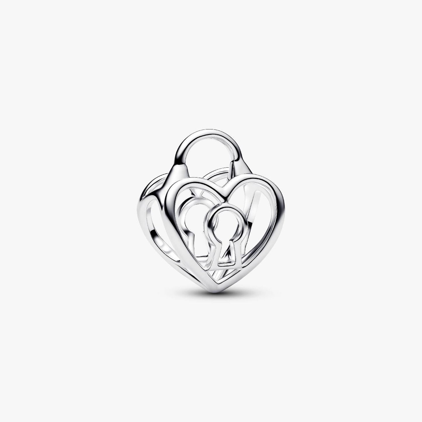 Openwork Heart Padlock Dangle Charm Hallmarked S925 Sterling Silver