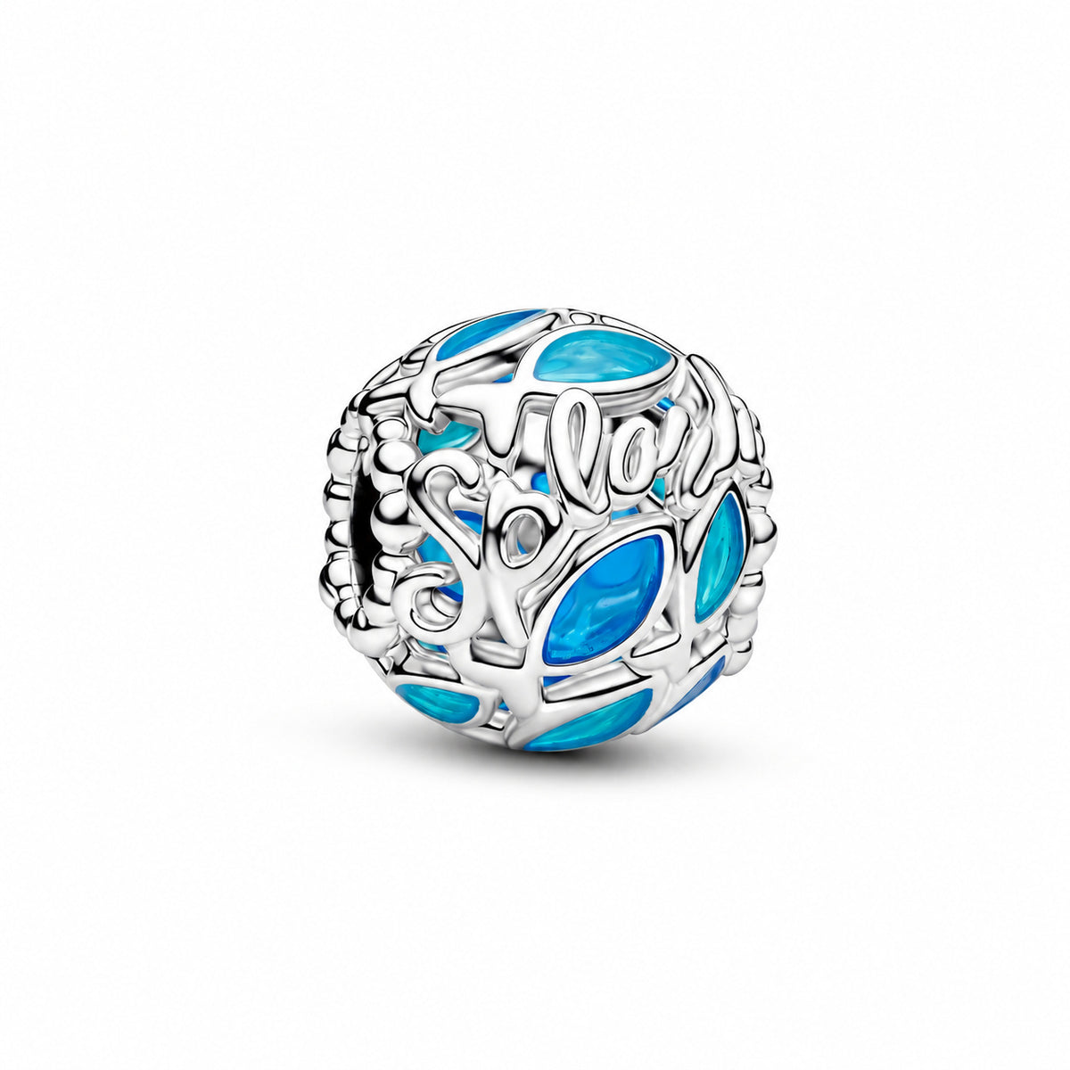 Openwork Swimming Fish Charm Hallmarked S925 Sterling Silver