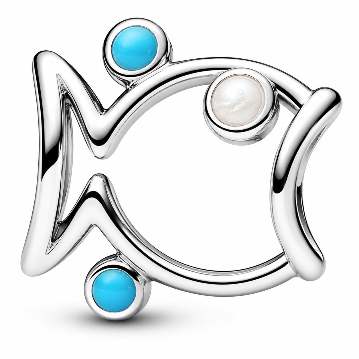 Openwork Fish Charm Hallmarked S925 Sterling Silver