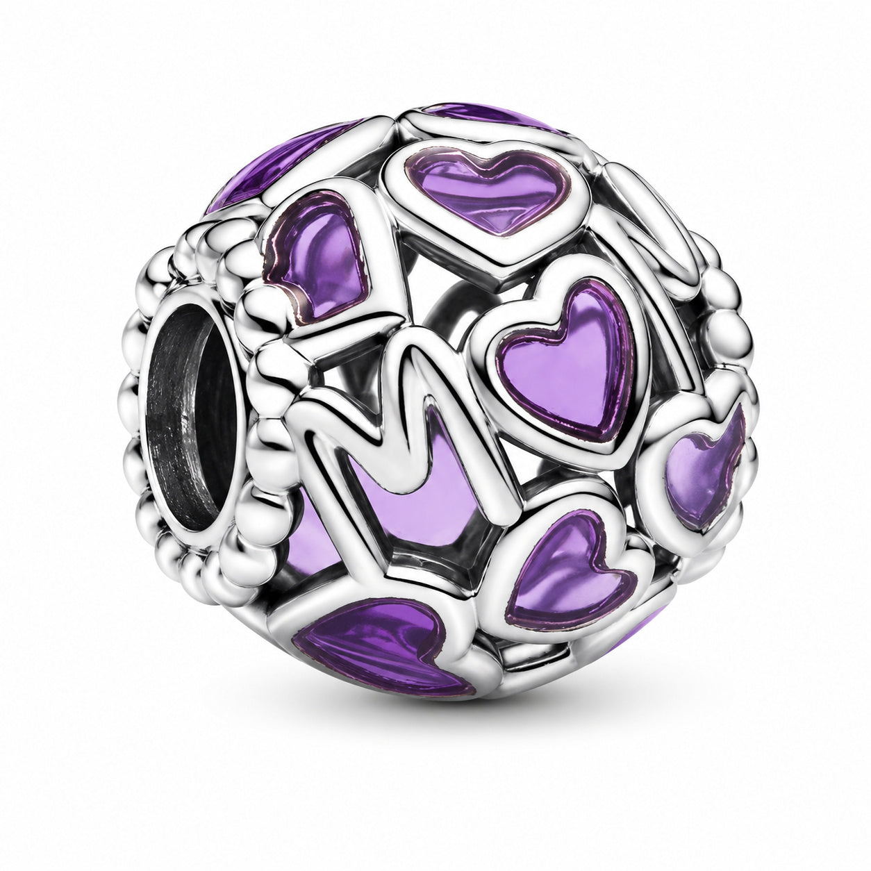 Openwork Hearts Mum Charm Hallmarked S925 Sterling Silver