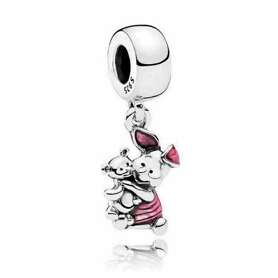 Disney Winnie the Pooh Piglet & Bear Dangle Charm Hallmarked S925 Sterling Silver