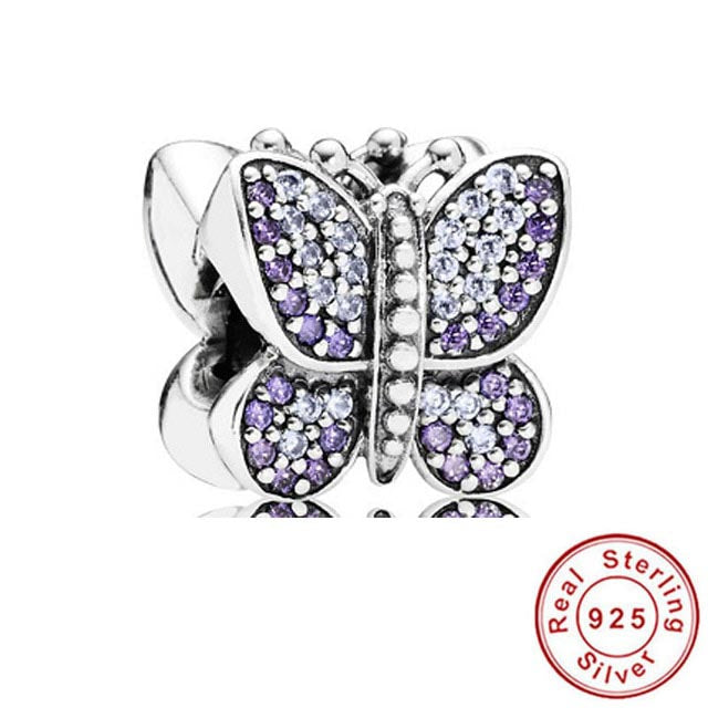 Sparkling Butterfly Charm Hallmarked S925 Sterling Silver