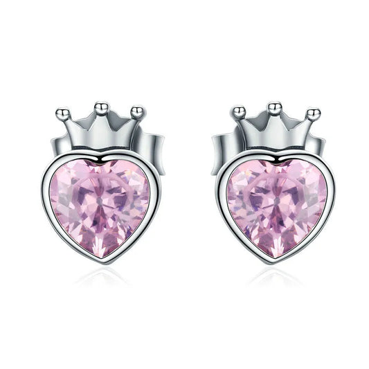 Crowning Heart Sterling Silver stud Earrings