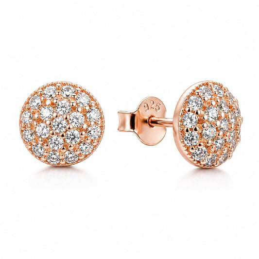 Pave Sterling Silver Rose gold stud Earrings