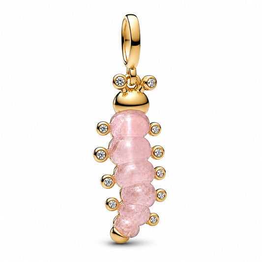 Pink Caterpillar Charm Charm Hallmarked S925 Sterling Silver