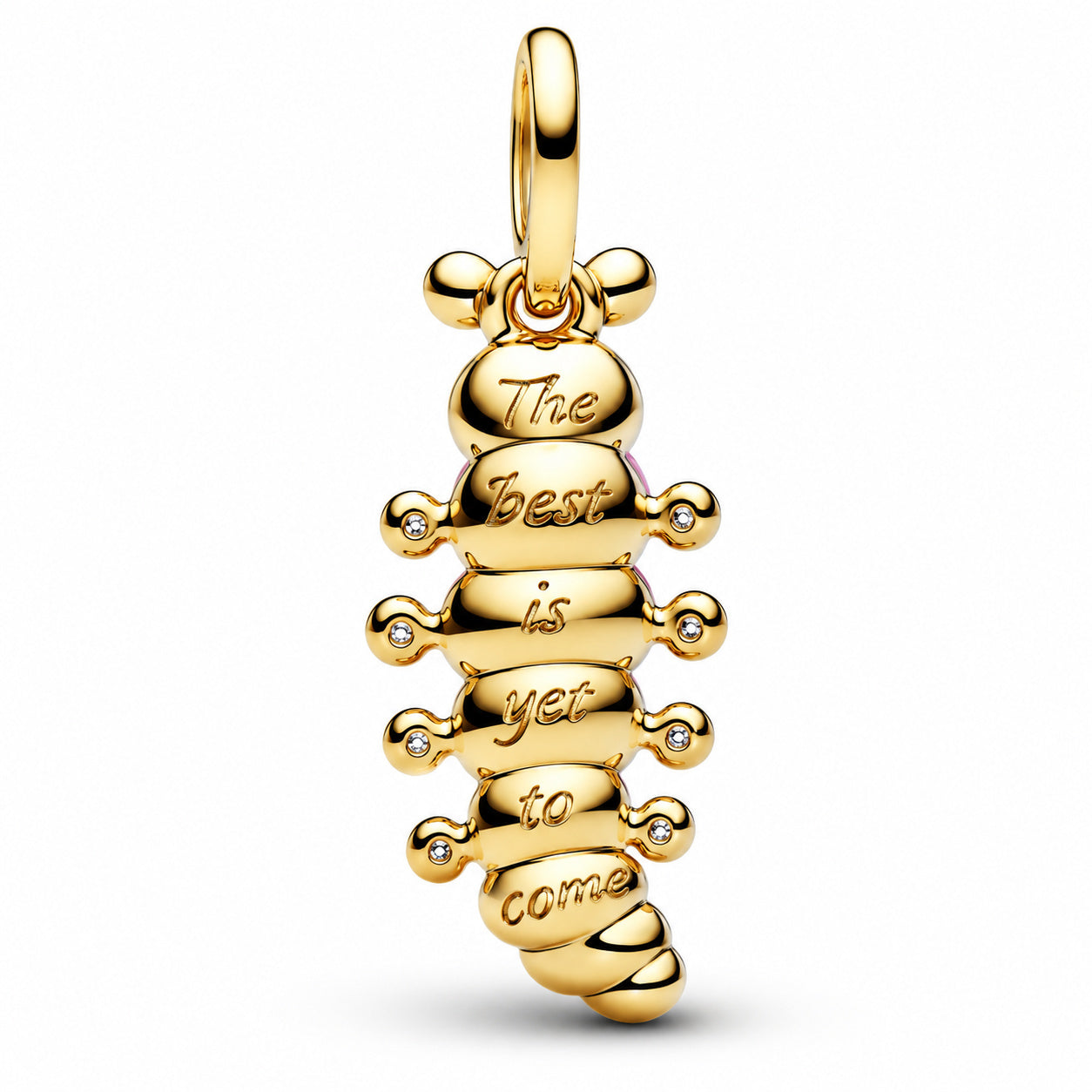 Pink Caterpillar Charm Charm Hallmarked S925 Sterling Silver