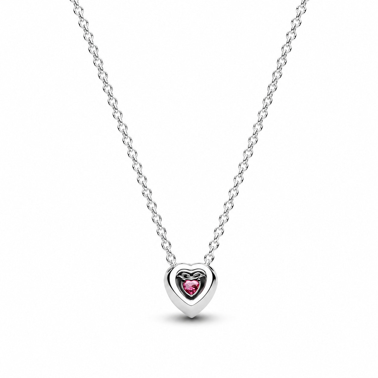 Pink Elevated Heart Necklace Pendant Hallmarked S925 Sterling Silver