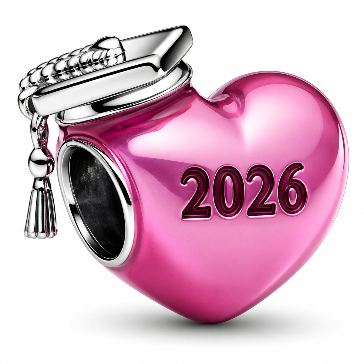 Graduation 2026 Pink Heart Charm Hallmarked S925 Sterling Silver