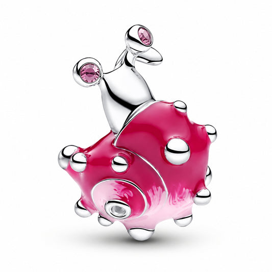 Pink Snail Charm Hallmarked S925 Sterling Silver