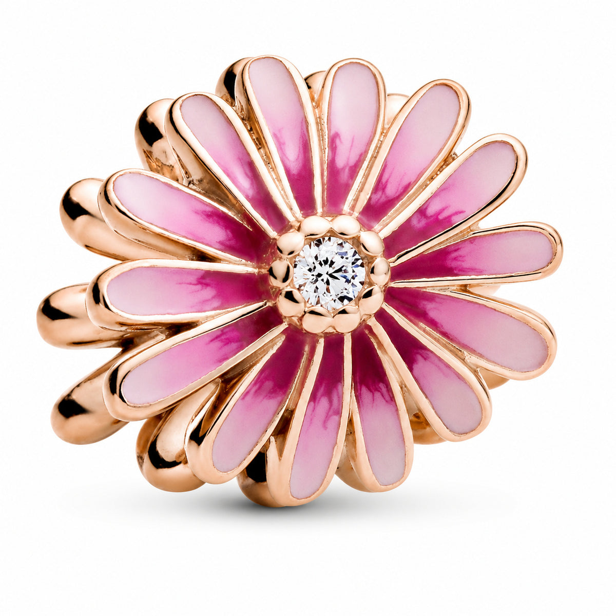 Pink Daisy Flower Charm S925 Sterling Silver
