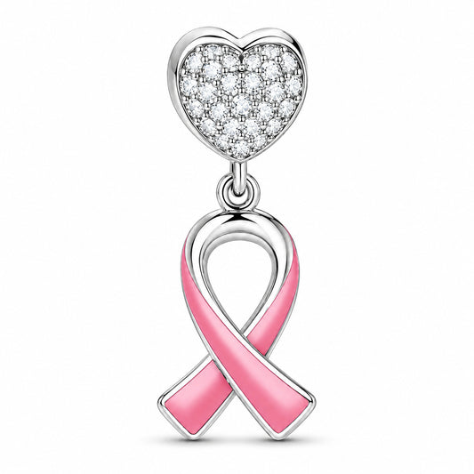 Pink Ribbon Awareness Charm Hallmarked S925 Sterling Silver